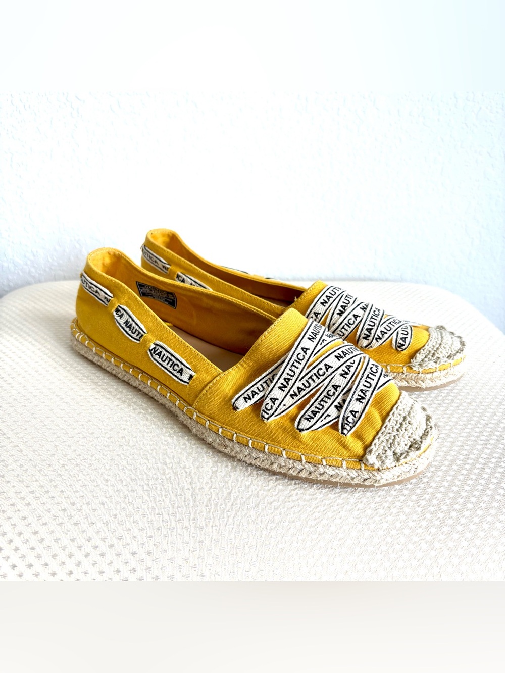 Nautica Women's Mustard Yellow Canvas Espadrille Flats
